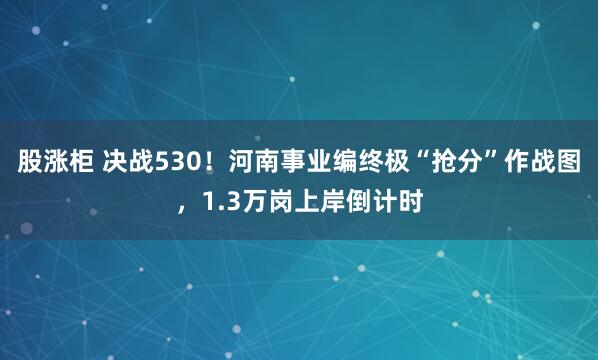 股涨柜 决战530！河南事业编终极“抢分”作战图，1.3万岗上岸倒计时